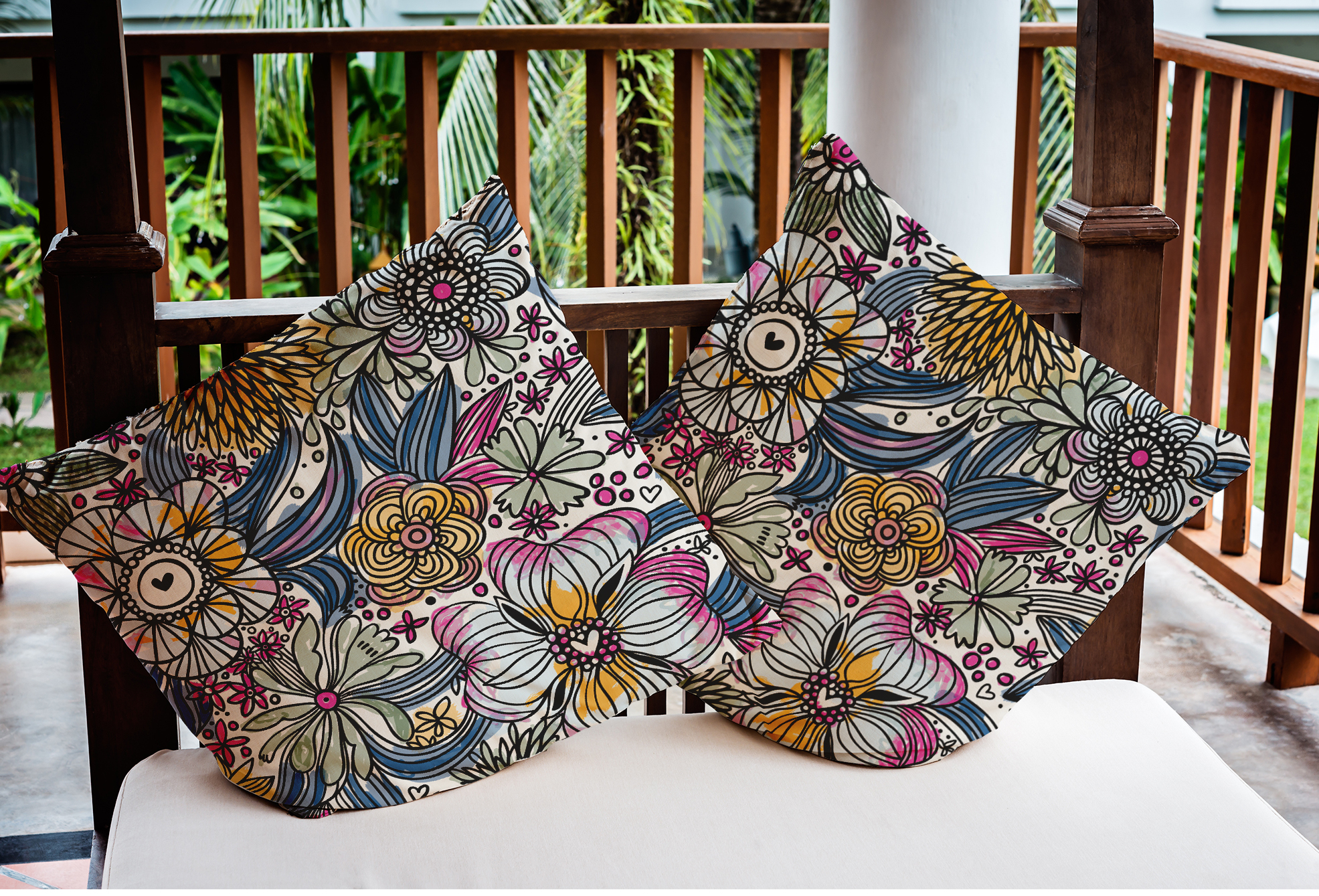 Simply Daisy 20 in x 20 in Modern and Contemporary Multi-color Floral Polyester Throw Pillow