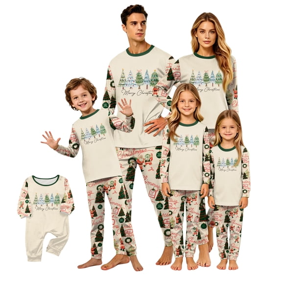 Lvotionpl 2026 Match Family Christmas Pjs, Matching Christmas Pajamas Long Sleeve Top & Pants Set Matching Holiday Family Pajama Xmas Sets