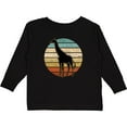 thumbnail image 3 of Inktastic Giraffe African Animal Retro Sunset Boys or Girls Long Sleeve Toddler T-Shirt, 3 of 5