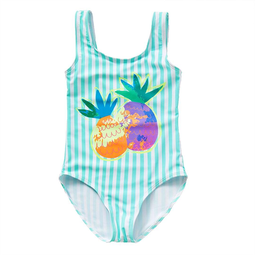 Hiheart Girls' Sport One Piece Swimsuit Thick Strap Stripe Printing ...