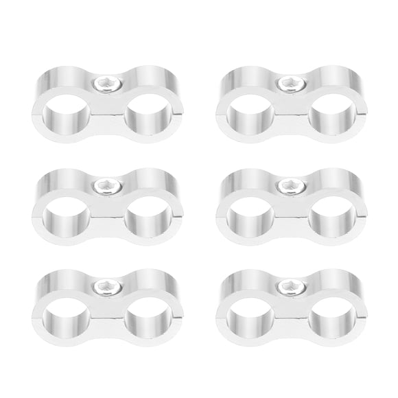 Unique Bargains 6 Pcs AN10 Vehicle Hose Separator Clamp Fuel Line Connector for Oil Fuel Hose Silver Tone