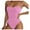 Pink, variant on QHFBli Womens Scoop Neck One Piece Swimsuit High Leg Ribbed Bathing Suits Hollow Side One-Piece Swimwear Sexy Monokini