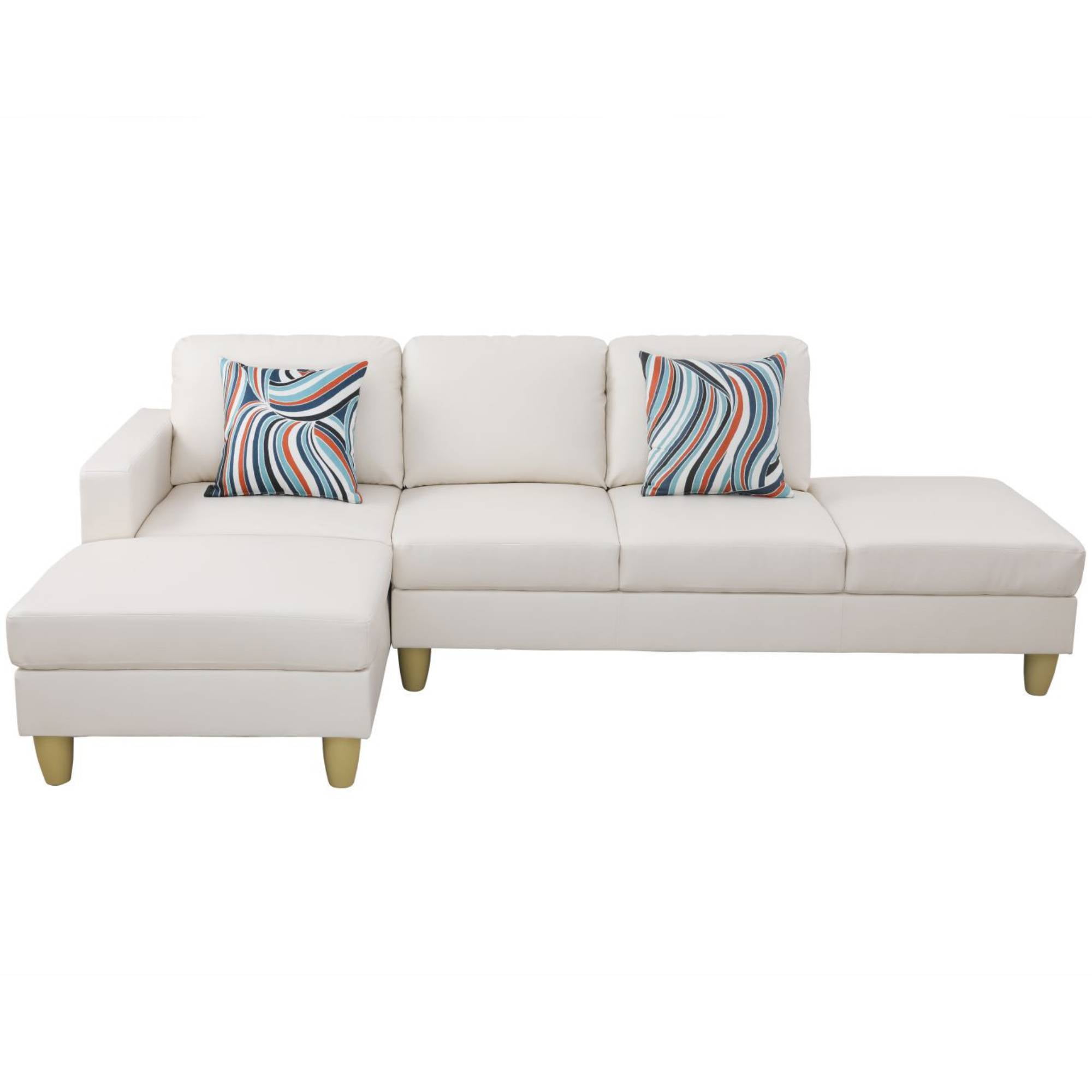 Modular Sectional Sofa, Leather L Shape Sleeper Sofa Couch with Chaise for Living Room Furniture Sets, White