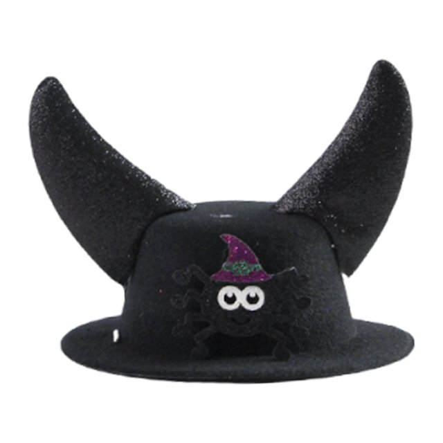 Gorro con cuernos para mascota de Halloween para perro y gato, decoración cómoda para fiestas, disfraz de Halloween para mascotas, fiestas temáticas Araña bruja negra