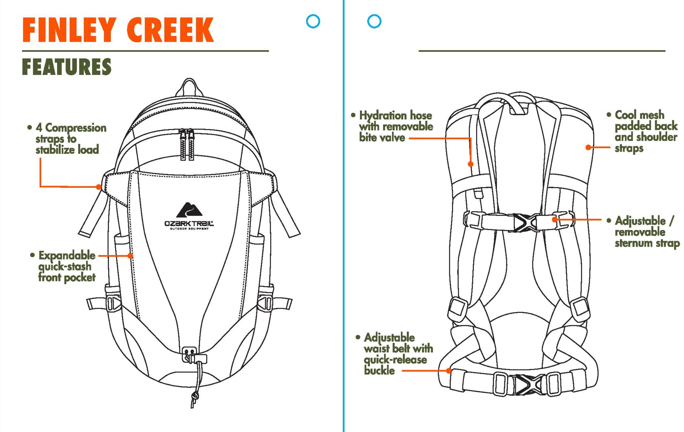Ozark Trail Finley Creek 14 Ltr Hydration pack, with 1 2-Liter Reservoir, Red