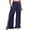 Navy, variant on Arlun Summer Linen Pants Women Wide Leg Ruffle Hem Palazzo Pants Elastic High Waisted Lightweight Loose Flowy Beach Vacation Trousers with Sides Pockets Orange XL