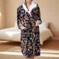 thumbnail image 2 of Women's Fleece Plush Robe Long Warm Plush Bathrobe Loungewear Jacket Printed Comfort Robe, 2 of 5