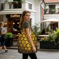 thumbnail image 6 of Abstract Honey Comb Geometric Foldable Reusable Shopping Bag Large Capacity Tote Handbag Storage Pouch for Travel Work, 6 of 6