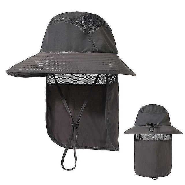 Upf 50+ Gorra para el sol Hombres Mujeres Sombrero de pesca de ala ancha con cubierta para el cuello Sombrero para el sol transpirable