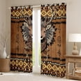 thumbnail image 2 of Manfei Rustic Reindeer Black Out Curtains, Brown Aztec Dreamcatcher Curtains Pack of 2 (42x63 Each), Vintage Farmhouse Bedroom Curtains, Luxury Bedroom Decor, 2 of 5