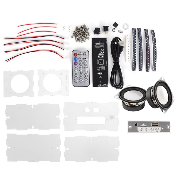 Kit de caja de altavoz Bluetooth DIY, pequeño amplificador de sonido electrónico, estuche transparente (altavoz Bluetooth de 12 canales y 40 Hz)