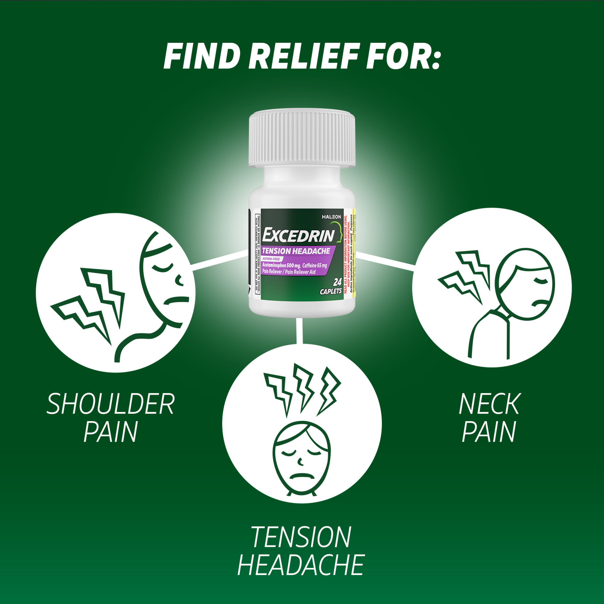 Excedrin Tension Headache Relief Acetaminophen and Caffeine Caplets, 100 Count - image 4 of 10