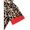 thumbnail image 5 of Womens Leopard Print Shirt Dress With Red Contrast Trim, Short Sleeve, Button Front, Maxi Length, 5 of 5
