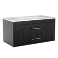 thumbnail image 1 of Modern Floating Bathroom Vanity Set, Wall Mounted Cabinet with Large Soft-Close Drawer and Gold Handle, Space-Saving Design, 1 of 7
