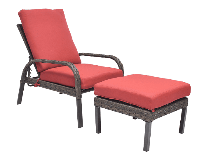 mainstays tuscany ridge reclining chaise lounge with ottoman