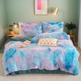thumbnail image 2 of 3 Piece Fluffy Faux Fur Duvet Cover Set , Luxury Ultra Soft Velvet Shaggy Plush Bedding Set, Fuzzy Comforter Cover with 2 Furry Pillow Cases, Zipper Closure, Queen King Size, 2 of 5
