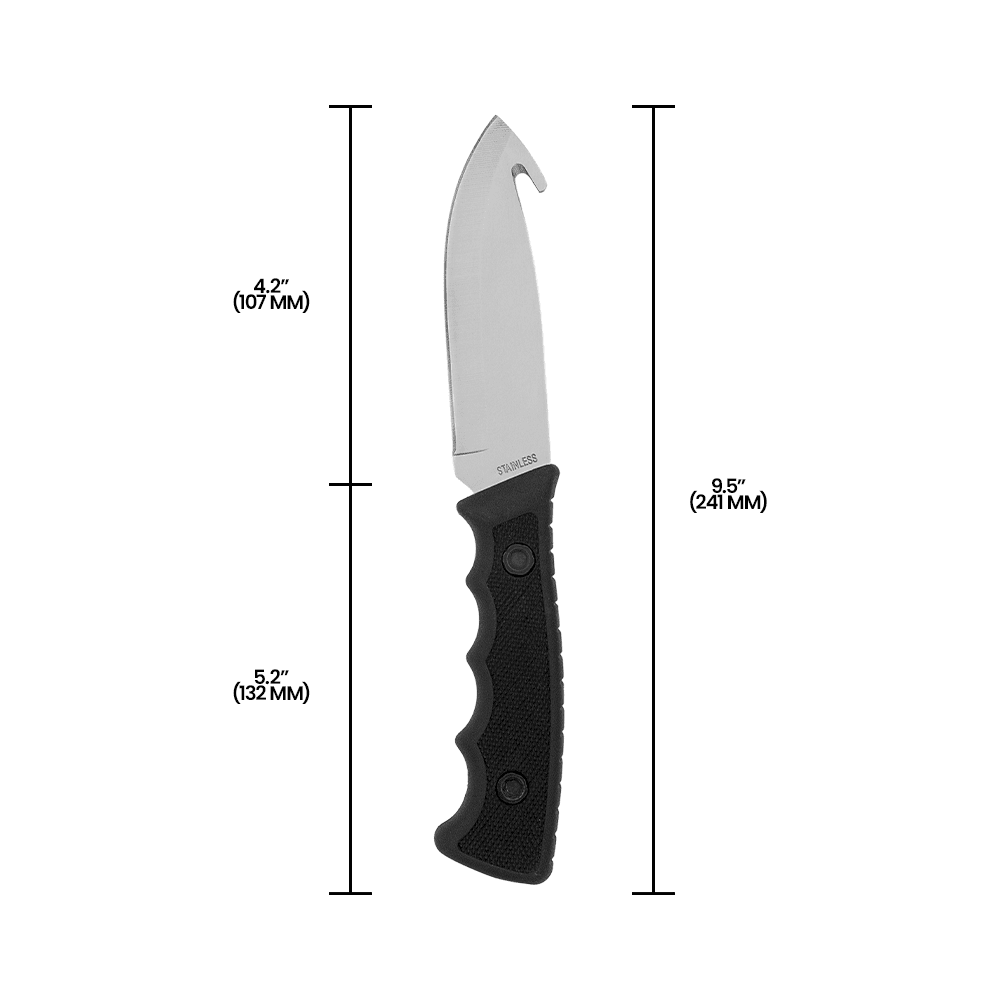 Zenport 14032A Hunting Knife with Sheath - 9-Inch, 4.2 Inch Stainless Steel Blade, Black
