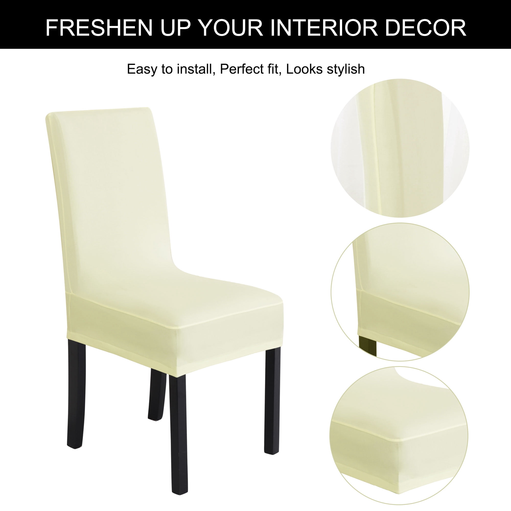 Unique Bargains High Elasticity Dining Chair Slipcover Beige Color M