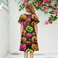 thumbnail image 5 of Grblisyd Halloween Girls Summer Dress Fashion Ruffle Short Sleeve Dresses Cute Ghost Pumpkin Print Crew Neck A-Line Dress, 5 of 5