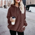 thumbnail image 2 of jsaierl Sherpa Hoodies for Women Quarter Zip Pullover Long Sleeve Fleece Hooded Sweatshirt Casual Winter Warm Sweater with Pocket, 2 of 5