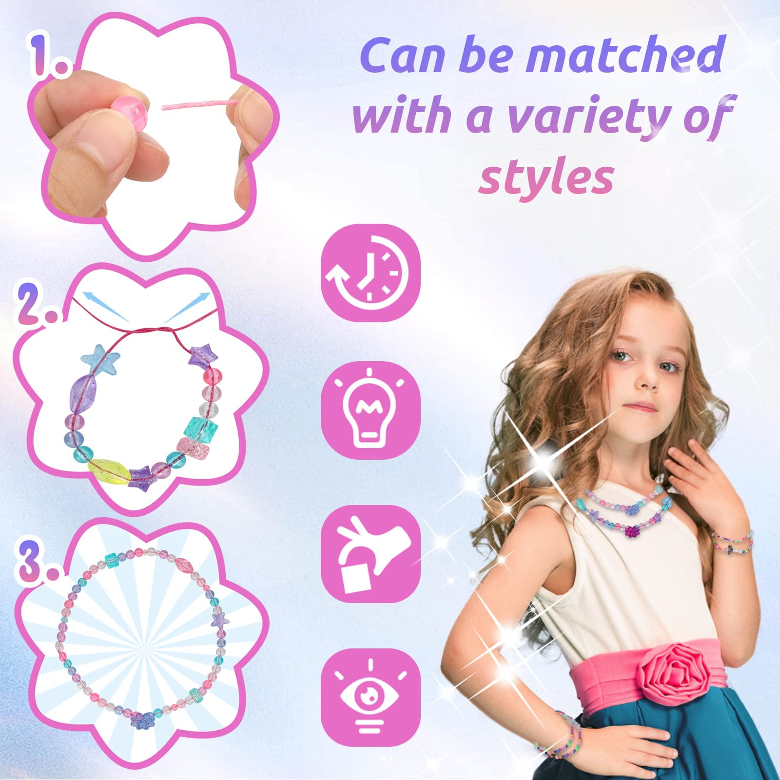 Pearoft Friendship Bracelet Kit for Girl Kids? DIY Bracelet Making Kit for  5-10 Year Old Kid Girls Birthday Gift for 5-12 Year Old Girl Children Charm