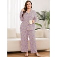 thumbnail image 3 of SHOWMALL Women's Plus Size Pajama Sets Long Sleeve Button Down Sleepwear 2-Piece Loungewear with Pockets, 3 of 7
