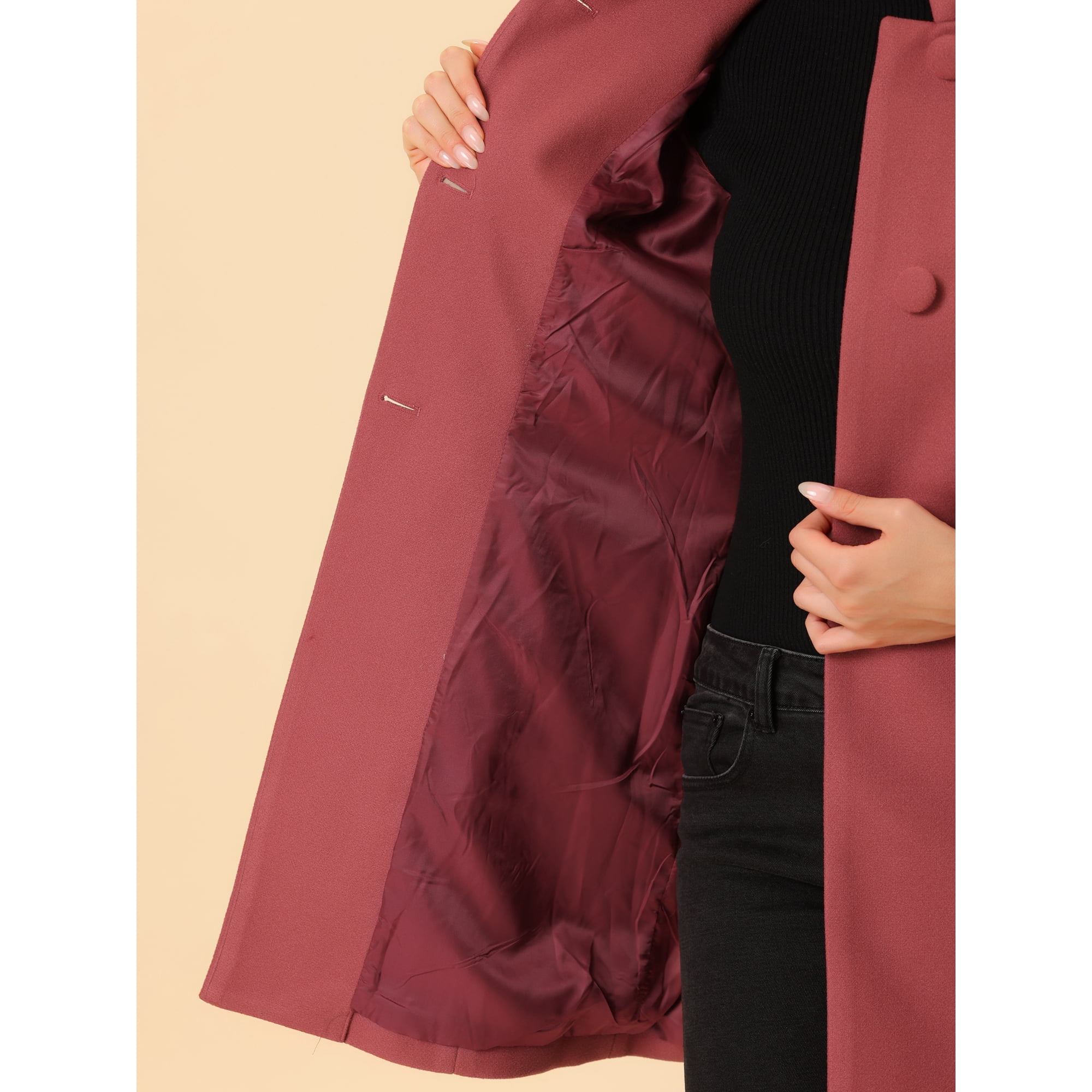 Unique Bargains Women's Winter Overcoat Stand Collar Single