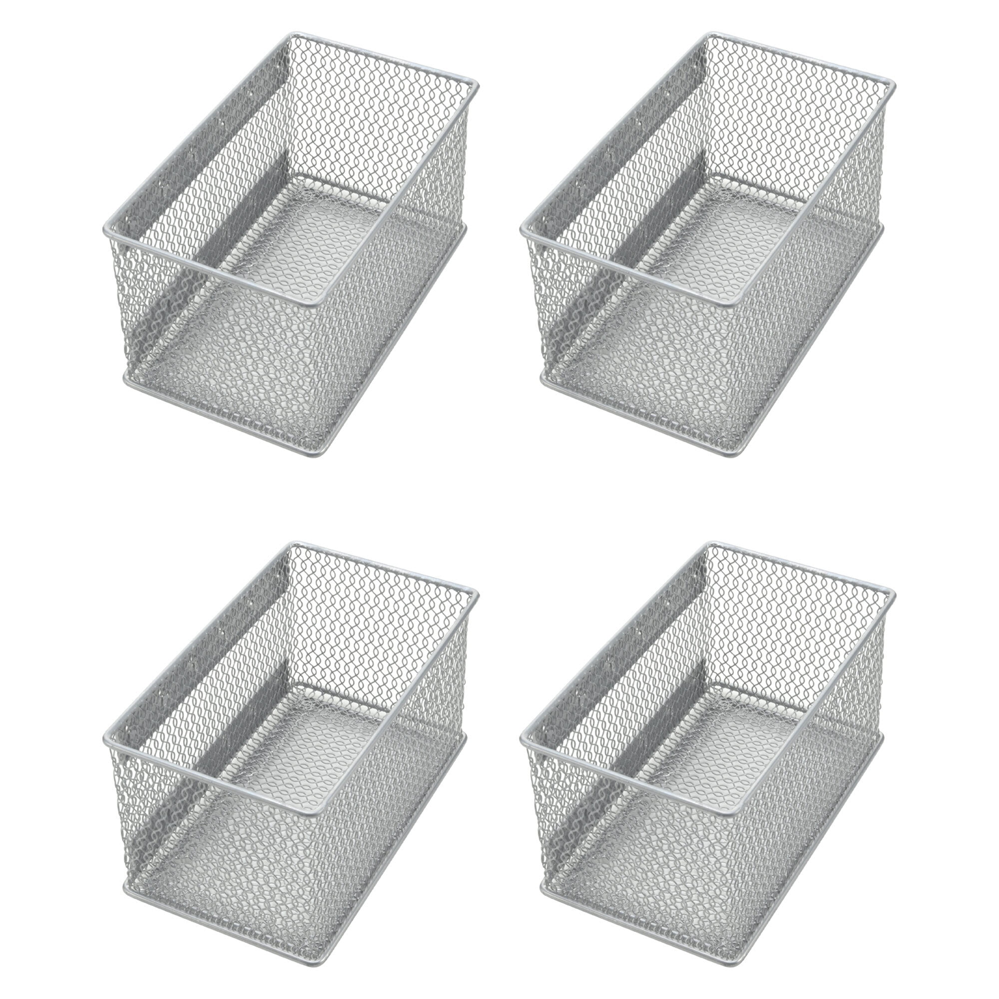 YBM Home Wire Mesh Magnetic Storage Basket Trash Caddy Office Supply Organizer Silver 7.75 in. L x 4.3 in. W x 4.3 in. H 2 Pack