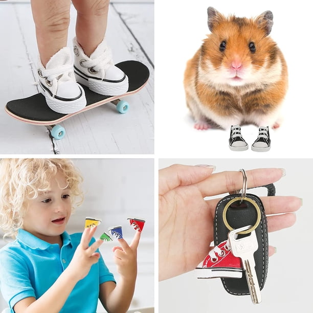 SquarezhenBo Mini chaussures à doigts, mini chaussures de doigts, genouillères, chaussures de planche à roulettes, mini porte-clés, baskets de breakdance pour les doigts, jouets de poupée, jeux de