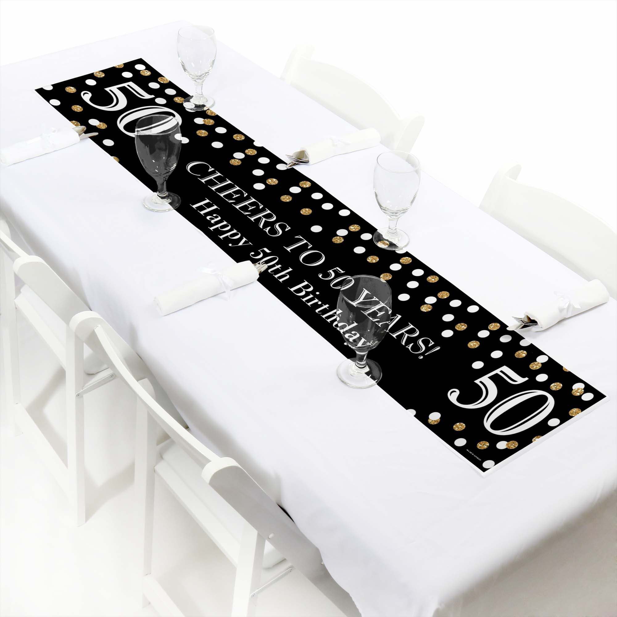 Big Dot of Happiness Adult 50th Birthday - Gold - Happy Birthday Decorations Party Banner