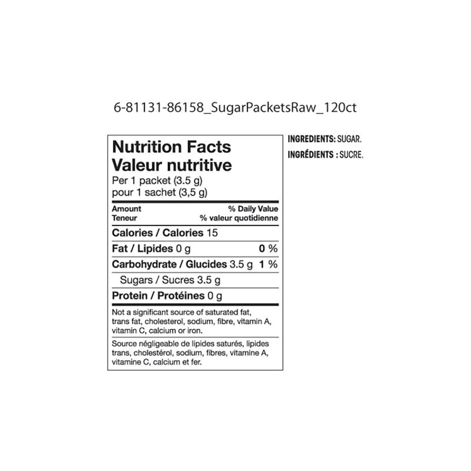 Great Value Raw Sugar Packets