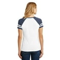 thumbnail image 2 of District Made Ladies Game V Neck Tee-L (White/ Heathered True Navy), 2 of 6