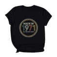 thumbnail image 1 of Gibobby Casual Playera de Manga Corta para Mujer Blusa cuello mujer manga estampado redondo superior moda corta blusa suelta mujer(Negro,CH), 1 of 3