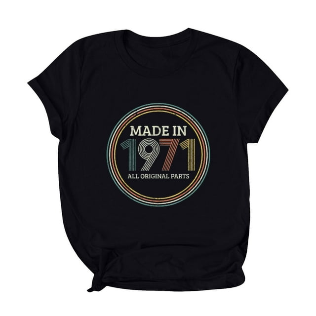Gibobby Casual Playera de Manga Corta para Mujer Blusa cuello mujer manga estampado redondo superior moda corta blusa suelta mujer(Negro,CH)