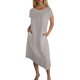 thumbnail image 1 of Vestido largo informal de verano para mujer - Cuello redondo con bolsillos para viajar, 1 of 5