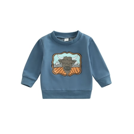 

Gwiyeopda Newborn Baby Girl Boy Fall Clothes Cow Long Sleeve Pullover Sweatshirt Tops 0-3 Years