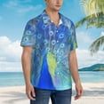 thumbnail image 5 of Balery Peacock Print Men's Hawaiian Shirts Short Sleeve Beach Shirt Relaxed Fit Vacation Button Down Shirts-X-Large, 5 of 9