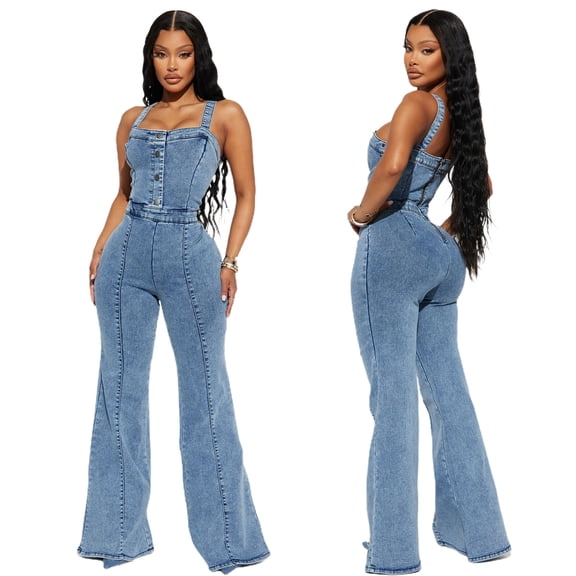 2026 Women's Fashion Casual Sexy Denim Overalls Wide-Leg Pants Bell-Bottom Pants