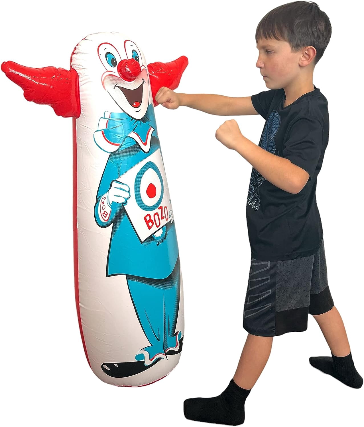 WARM FUZZY Toys - The Original 46" Bozo The Clown Inflatable 3-D Bop Bag (452) Works Great for Ages 3+ and at Home, in The Classroom or as an Energy/Stress Reliever