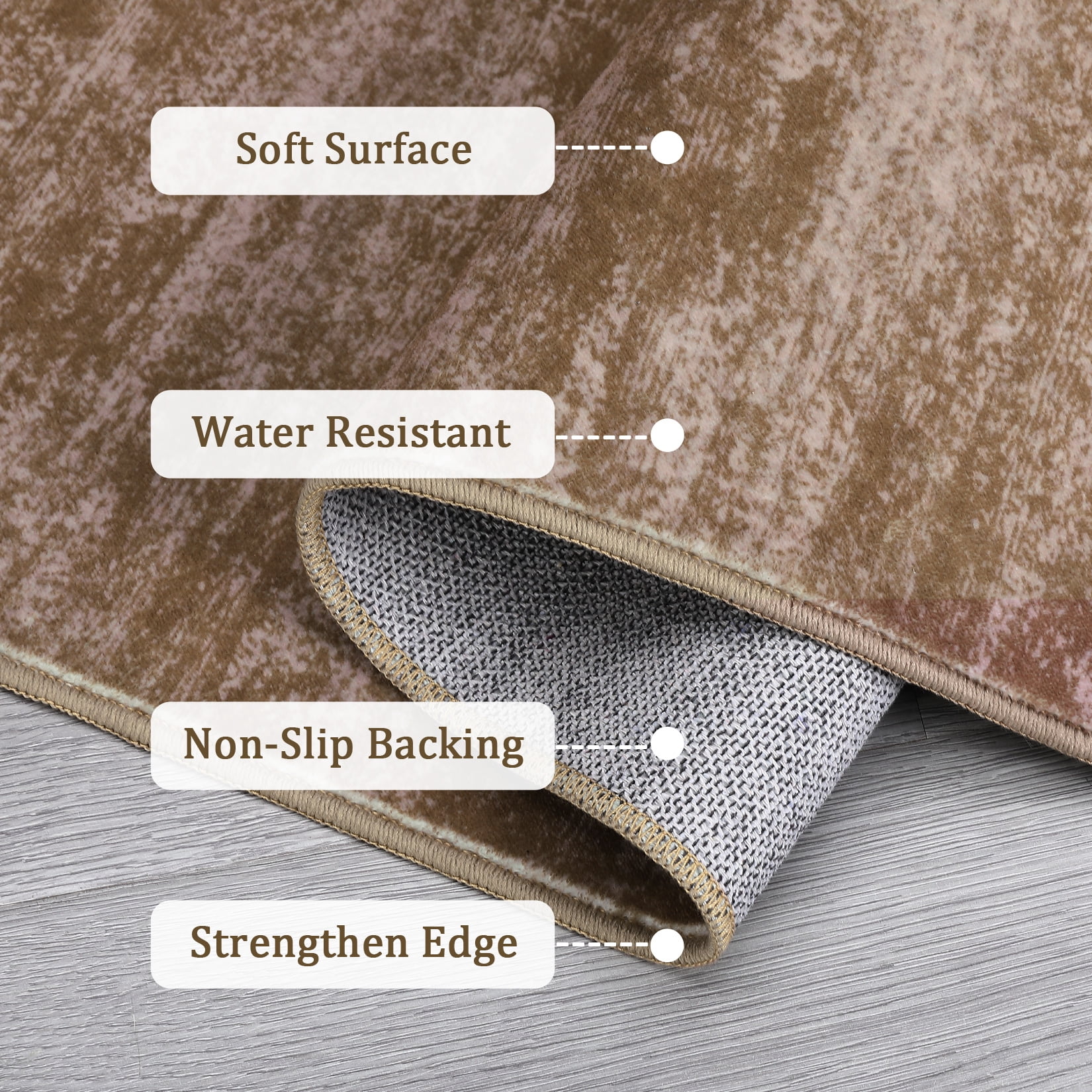 FairOnly 8'x10'Modern Abstract Non Slip Non Shedding Area Rug Solid Texture Machine Washable Rug for Living Room Bedroom Dining Room，Camel