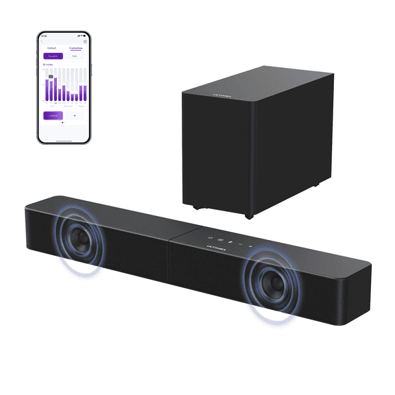 ULTIMEA 2.1Ch Wireless Subwoofer, BassMX & VoiceMX, App Control, Soundbar for Smart TV, Bluetooth 6.0, HDMI, Optical, 240W Peak Power, Poseidon R3T