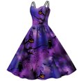 thumbnail image 4 of EGNMCR Robes de Soirée pour Femmes, Robes Formelles pour Femmes, Robes de Cocktail pour Femmes, Robes Décontractées Sans Manches à Bretelles Imprimées, Robe Rétro à Double Épaule Col en V pour Femmes, 4 of 5