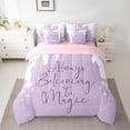 thumbnail image 2 of Manfei Princess Castle Slihouette 7-Piece Bedding Comforter Set,Fairy Tale Theme King Bedding Sets,Purple White Bed Sheets For Girl,Breathable Home Decor Reversible, 2 of 8
