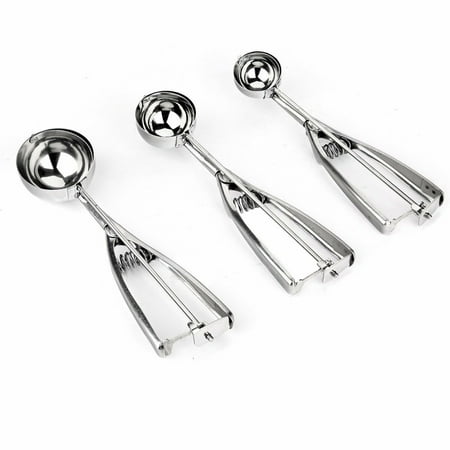 - Ice Cream Scoop - 3 Piece Stainless Steel with Trigger Cookie - Melon Scoop Set