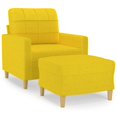 Armchair with stool light yellow 60 cm fabric