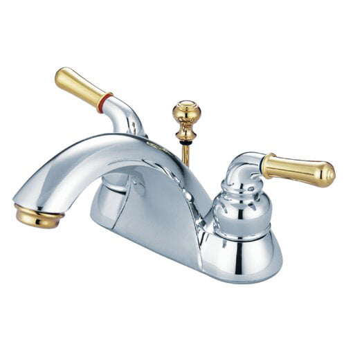 Kingston Brass KB2624B Naples 4 in. Centerset Bathroom Faucet, Polished Chrome/Polished Brass