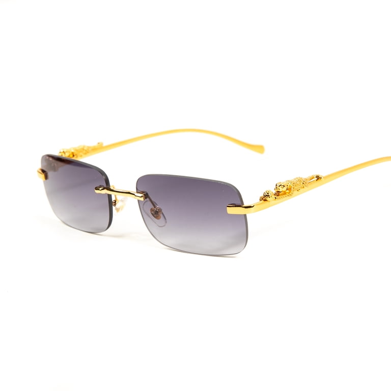 Purple Gray Tint Lens Luxury Unisex Small Square Rimless  display picture 2
