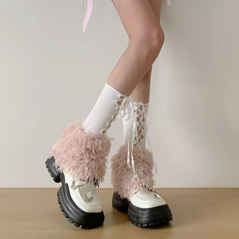 Women Socks Leg Warmer Plush Tassel Aesthetic Bandage and Hollow Out Adult  Leg Warmers Boot Cuffs Cover