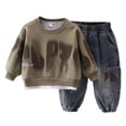 thumbnail image 6 of Baby Boy Outfits Toddler Winter Warm Long Sleeve Fashion Sweatshirt Trousers Set Baby Boy Clothes Khaki 4 Years-5 Years, 6 of 6