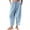 Light Blue# capri pants for women, variant on Oksale Barrel Pants for Women Petite Pull On Capri Pants with Pockets Loose Casual Drawstring Elastic Waist Linen Capris for Vacation Gray M